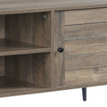 Rustic Oak And Black Tv Stand With Open Shelving Rustic Primary Living Space 40 49 Inches Modern Oak Wood Metal