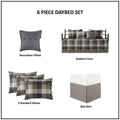 6 Piece Reversible Plaid Daybed Cover Set Grey Daybed Grey Polyester