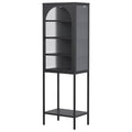 Metal Glass Door Display Storage Cabinet 5 Tier Cube Bookshelf Storage Cabinet With 3 Adjustable Shelves For Kitchen, Dining Room, Living Room, Bathroom, Home Office,Black Accent Chests 5 Or More Shelves Antique Black Primary Living Space Glass Doors