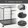 Pawhut Folding Design Heavy Duty Metal Dog Cage Crate & Kennel With Removable Tray And Cover, & 4 Locking Wheels, Indoor Outdoor 49