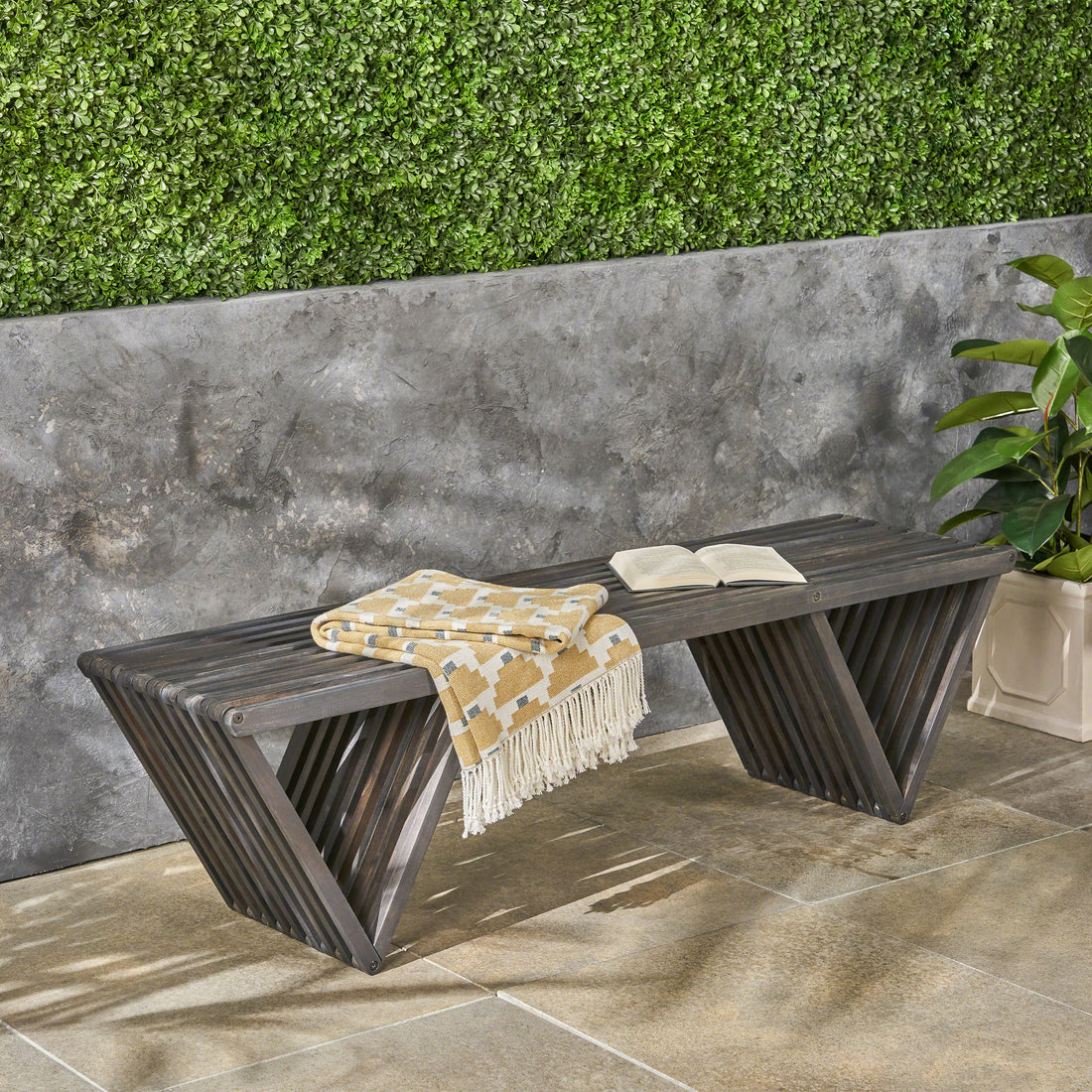 Metropol Bench Dark Grey Wood