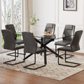 Table And Chair Set.Modern Rectangular Glass Dining Table With 0.39