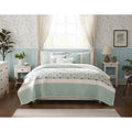 6 Piece Cotton Percale Quilt Set With Throw Pillows Aqua King Cal King King Aqua Polyester