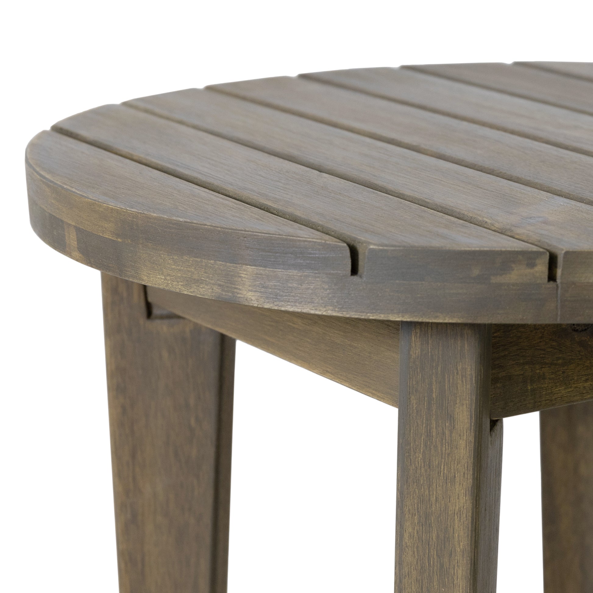 Outdoor 16" Acacia Wood Side Table, Gray Finish Grey Acacia Wood