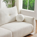 Lamb'S Wool 2 Seater Cushion Sofa 90'' Comfortable Sofa For Living Room Bedroom And Other Casual Spaces Lamb'S Wool Sofa With 2 Cushions And 2 Ball Pillows. Beige Beige Foam Fabric 2 Seat