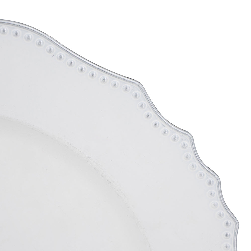 8 Pack Plastic Charger Plate, D13" White Polypropylene