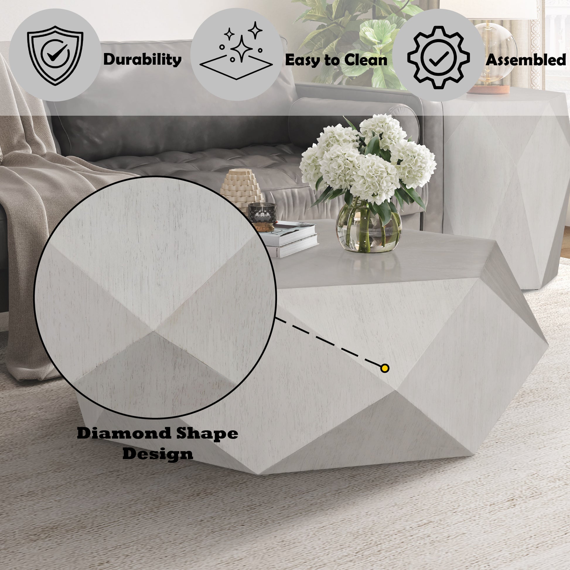 Hanniel Coffee Table, White Finish Lv02765 White Wood