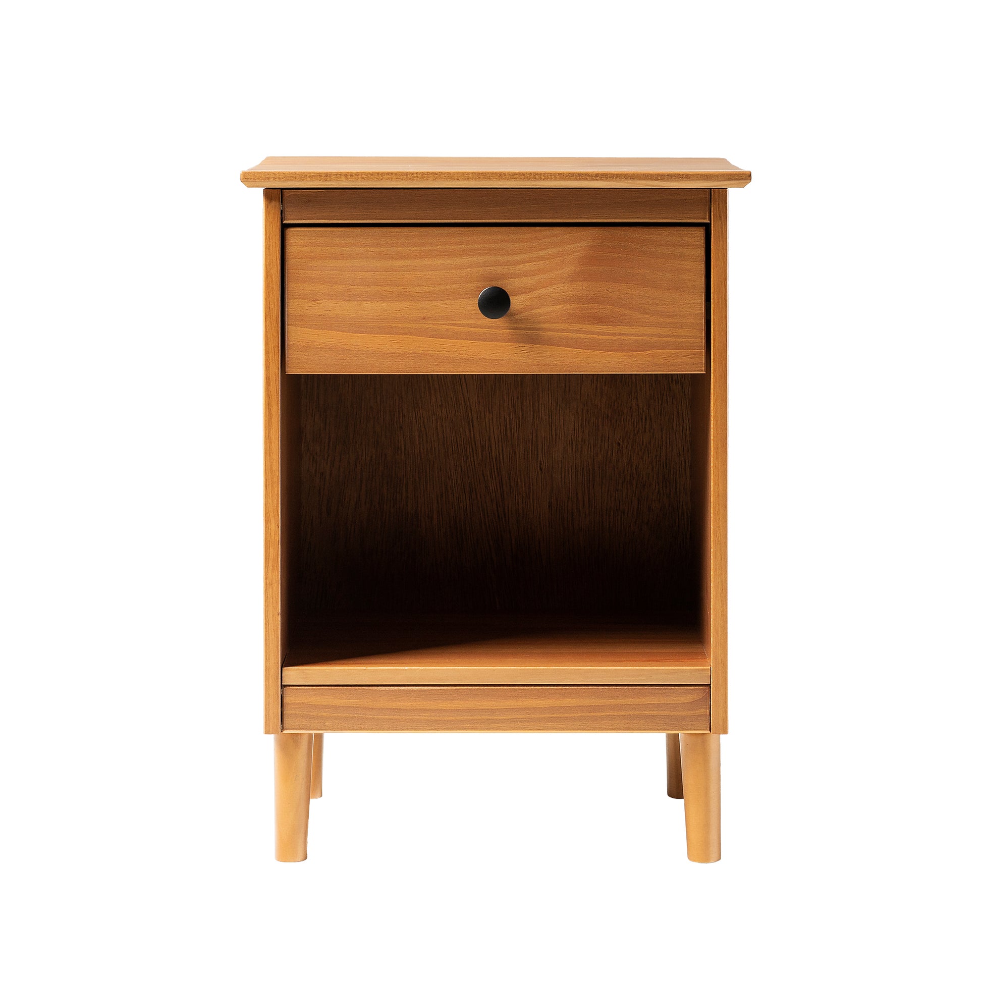 Classic 1 Drawer Solid Wood Nightstand With Cubby Caramel Caramel Mdf Pine