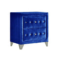 Blue Upholstered 2 Drawer Nightstand Blue 2 Drawers Bedroom Bedside Cabinet Luxury Drawers Velvet