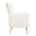 Velvet Accent Chair With Table, Wingback Arm Chair With Gold Legs, Upholstered Single Sofa For Living Room Bedroom, White White Velvet 1 Seat