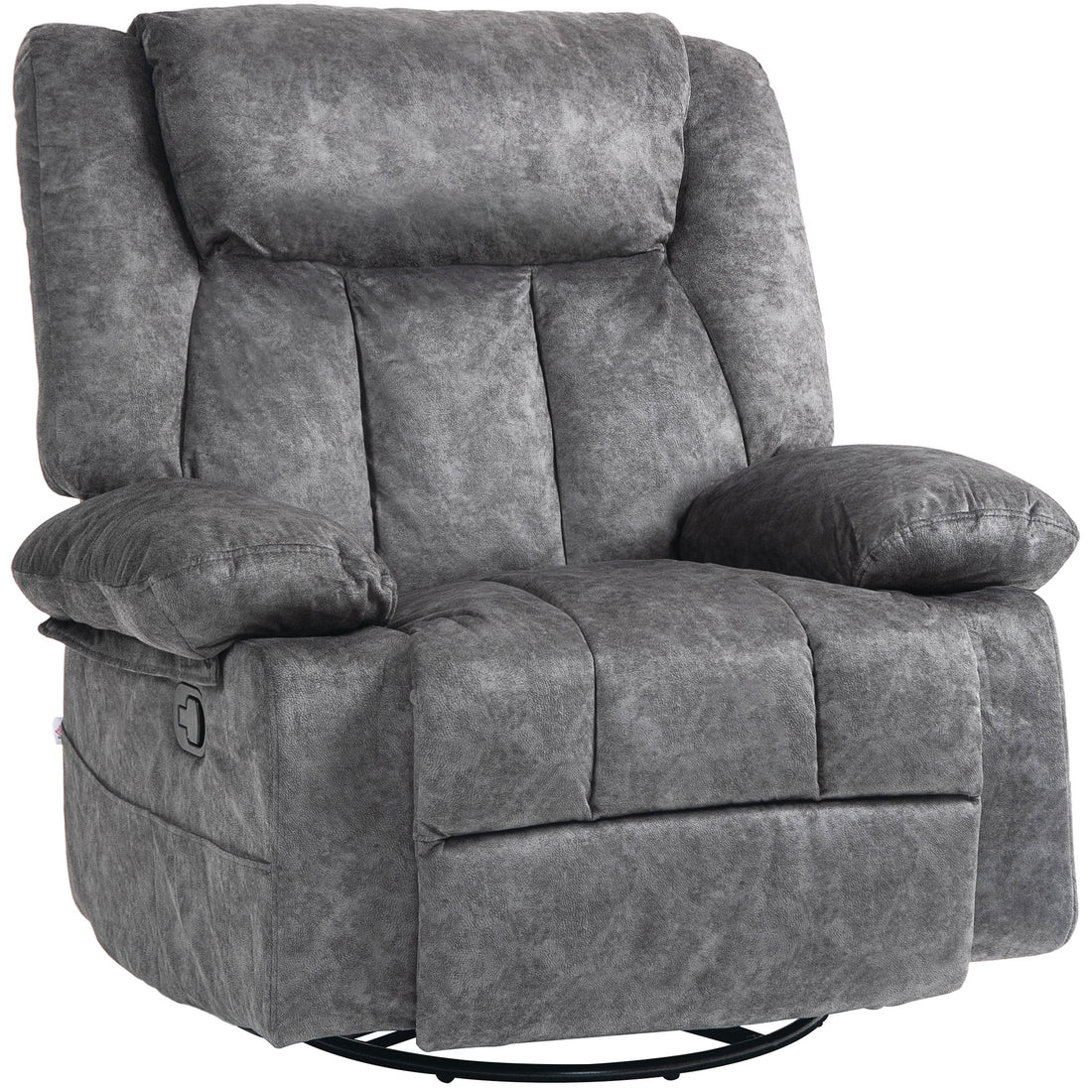 Homcom Swivel Rocker Recliner Chair For Living Room, Fabric Reclining Chair For Nursery, Rocking Chair With Footrest, Side Pockets, Charcoal Gray Charcoal Grey Polyester
