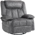 Homcom Swivel Rocker Recliner Chair For Living Room, Fabric Reclining Chair For Nursery, Rocking Chair With Footrest, Side Pockets, Charcoal Gray Charcoal Grey Polyester