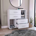 Krista Dresser, Two Open Shelves, Four Drawers White White Bedroom Modern Particle Board Particle Board