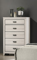 1Pc Rustic Contemporary Chest Beige White Finish Five Storage Drawers Wooden Bedroom Furniture Beige Bedroom Contemporary,Rustic Wood