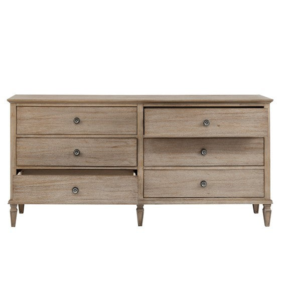 Victoria 6 Drawer Dresser Natural Solid Wood