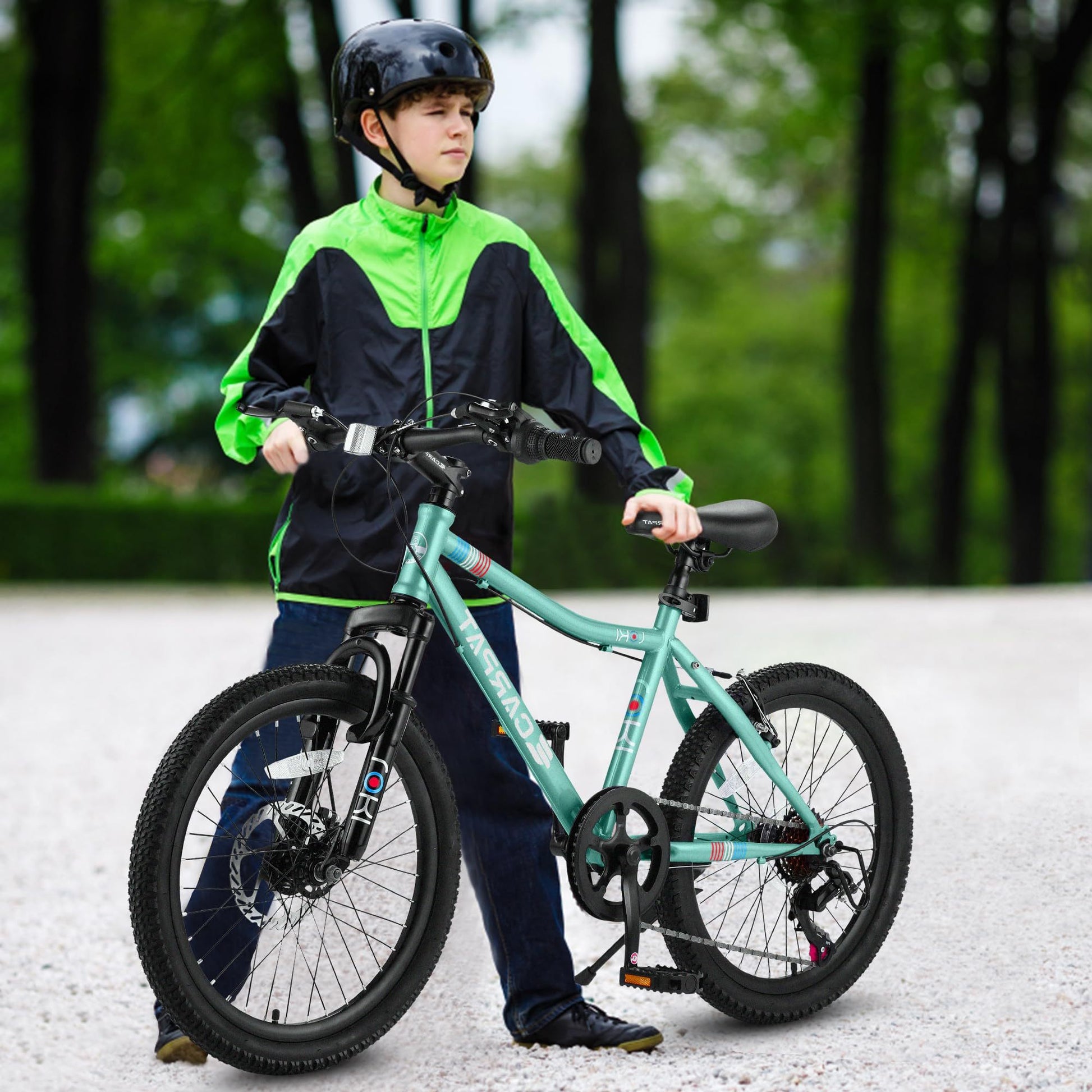 S20101 Ecarpat 20 Inch Kids Bike, Boys Girls Mountain Bike Ages 8 12, 7 Speed Teenager Children Kids' Bicycles, Front Suspension Disc Brake Rear V Brake, High Steel Frame Green 200 Lbs & Over Classic Polyurethane Foam 9 To 12 Years Steel Outdoor