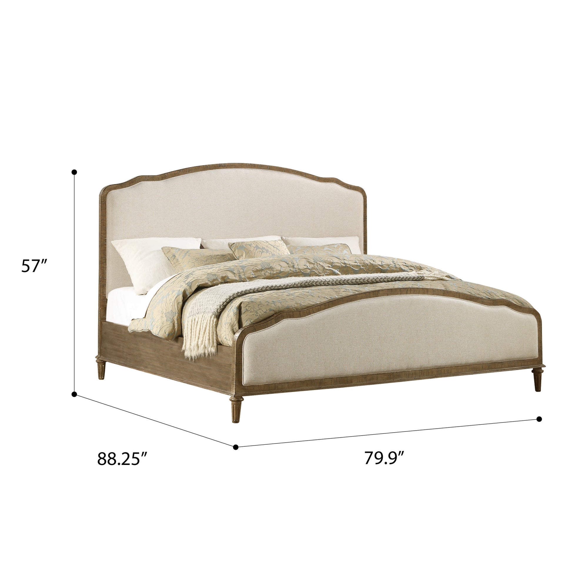 Ludin Brown King Upholstered Bed King Brown Foam Solid Wood