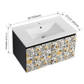 30'' Floating Wall Mounted Bathroom Vanity With Ceramics Sink & Soft Close Cabinet Door, Kd Package Black Bathroom Modern Plywood