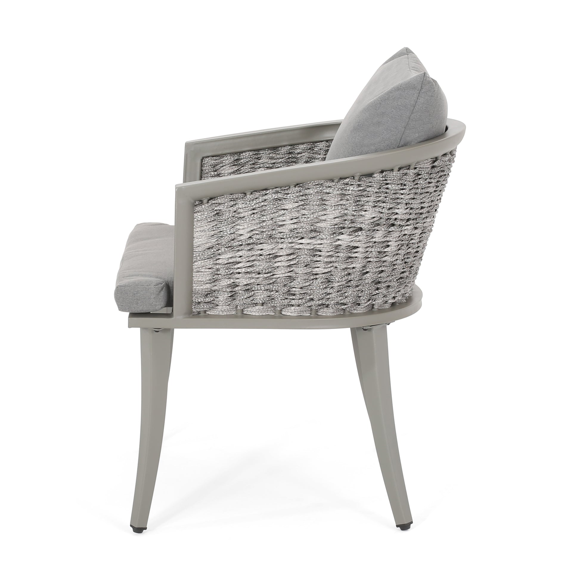 Pebble Chair Grey Pe Rattan Iron Waterproof Fabric
