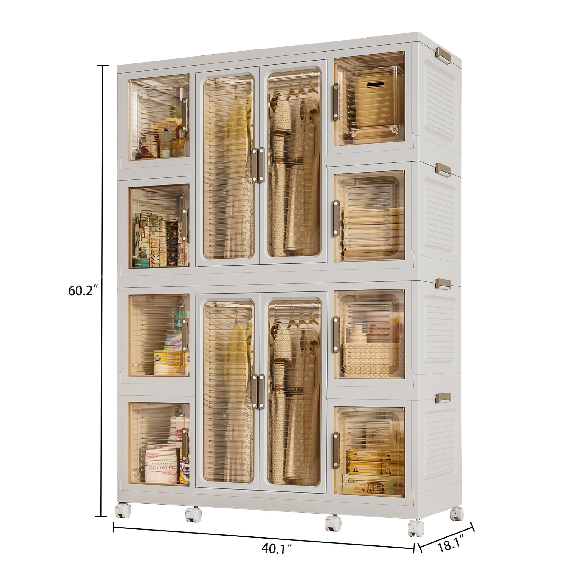 portable dresser closet HOMCOM White Foldable Portable Closet Wardrobe with Cube Storage, Hanging Rods, Magnet Doors Clothes Organizer