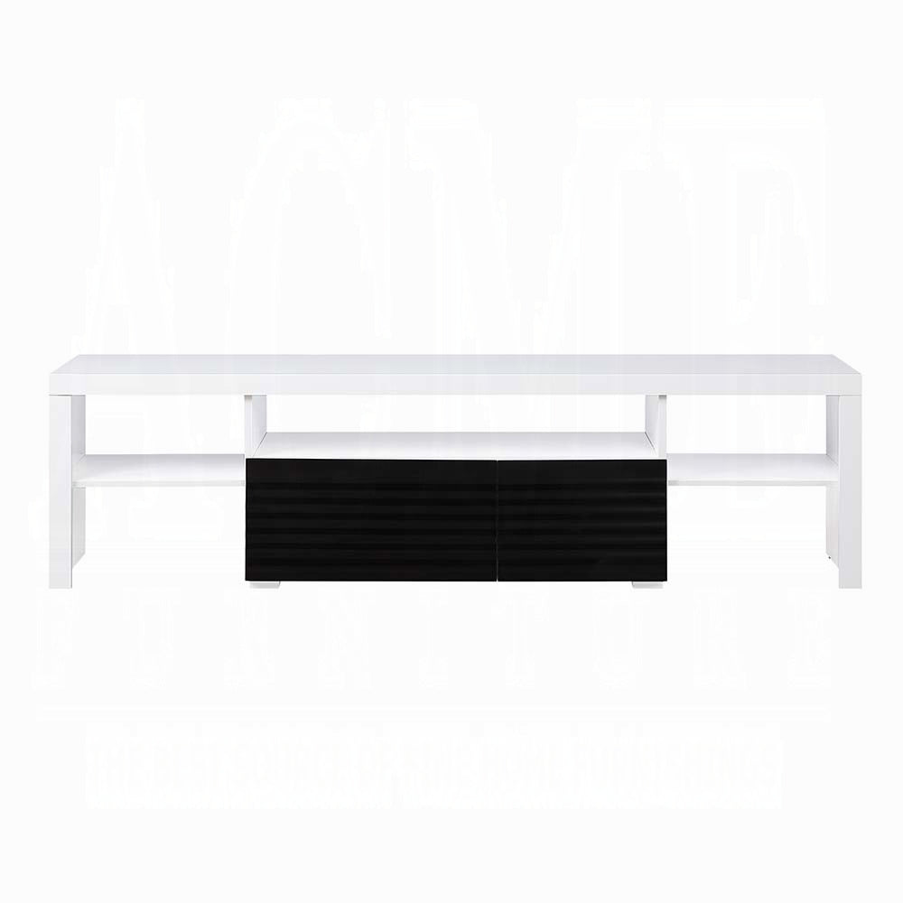 White And Black High Gloss 3 Shelf Tv Stand White Black Primary Living Space 80 89 Inches 80 89 Inches Mdf