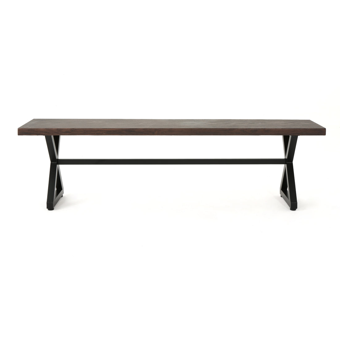Outdoor Aluminum Dining Bench with Steel Frame, Brown brown-aluminium