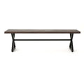 Outdoor Aluminum Dining Bench With Steel Frame, Brown Black Brown Aluminium