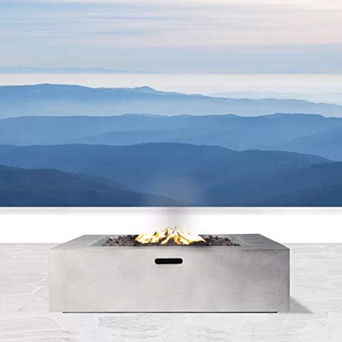 12" H Concrete Outdoor Fire Pit Table Natural Grey Garden & Outdoor Modern Stone Polyester