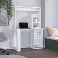 Maine Desk With Hutch And Shelves White Computer Desk Office Modern Freestanding Rectangular Shelves Desk Rectangular Particle Board Engineered Wood