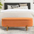 Ottoman Oval Storage Bench,Rubber Wood Leg,Orange 46.