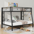 Full Xl Over Queen Metal Bunk Bed With Ladder And Guardrails, Black Box Spring Not Required Full Xl Black Metal Metal