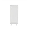 Minimalist White Buffet Cabinet With Double Glass Doors And Drawer, Modern Wooden Storage Sideboard Cupboard For Living Room, Dining Room Hallway Entryway Freestanding White Primary Living Space