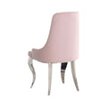 Set Of 2 Velvet Upholstered Dining Chairs, Pink And Chrome Solid Pink Dining Room Rectangular Dining Chairs Set Of 2 Chrome,Velvet