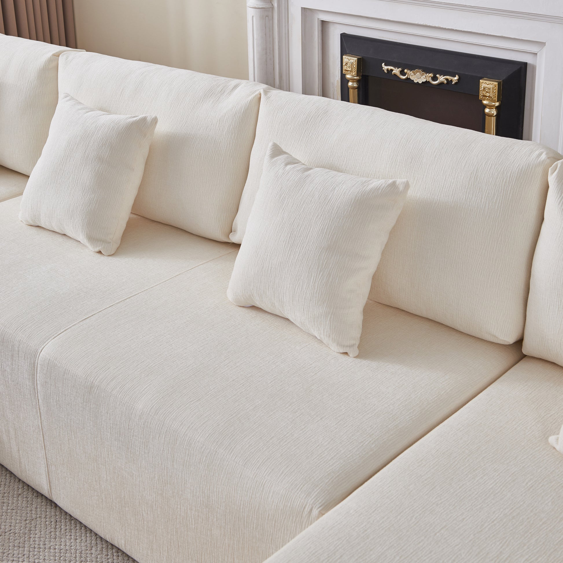 Chenille U Shaped Sectional Sofa Couch, Reversible & Spacious, Ultimate Comfort With Plush Cushions, Perfect For Modern Living Rooms Beige Medium Soft Foam Chenille 6 Seat