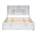 Queen Size Platform Bed With Storage Headboard And 2 Drawers, White Box Spring Not Required Queen White Wood Bedroom Bed Frame Solid Wood Mdf