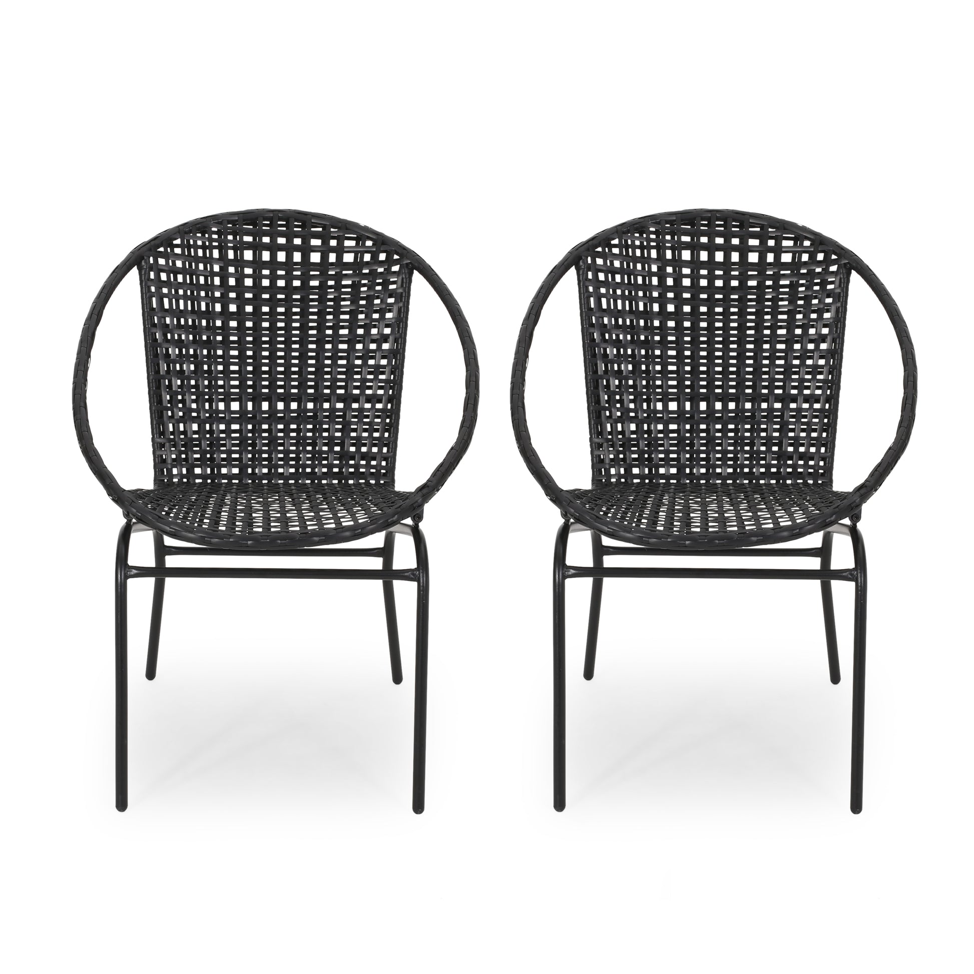 Java Chair Set Of 2 Black Pe Rattan Iron