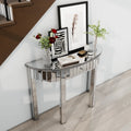 Mirrored Half Moon Console Table, Hd Glass Entryway Table With 1 Drawer, 39