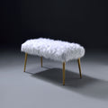 White And Gold Bench With Straight Legs White Gold Bedroom White Contemporary Fabric Metal