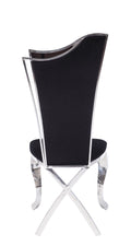 Black And Stainless Steel Side Chair With X Shaped Back Leg Set Of 2 Solid Black And Silver Dining Room Modern Side Chair Solid Back Set Of 2 Wood Fabric