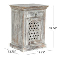 Wooden Nightstand With 1 Drawer 1 Door White Wood