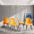 Orange Velvet Tufted Accent Chairs With Golden