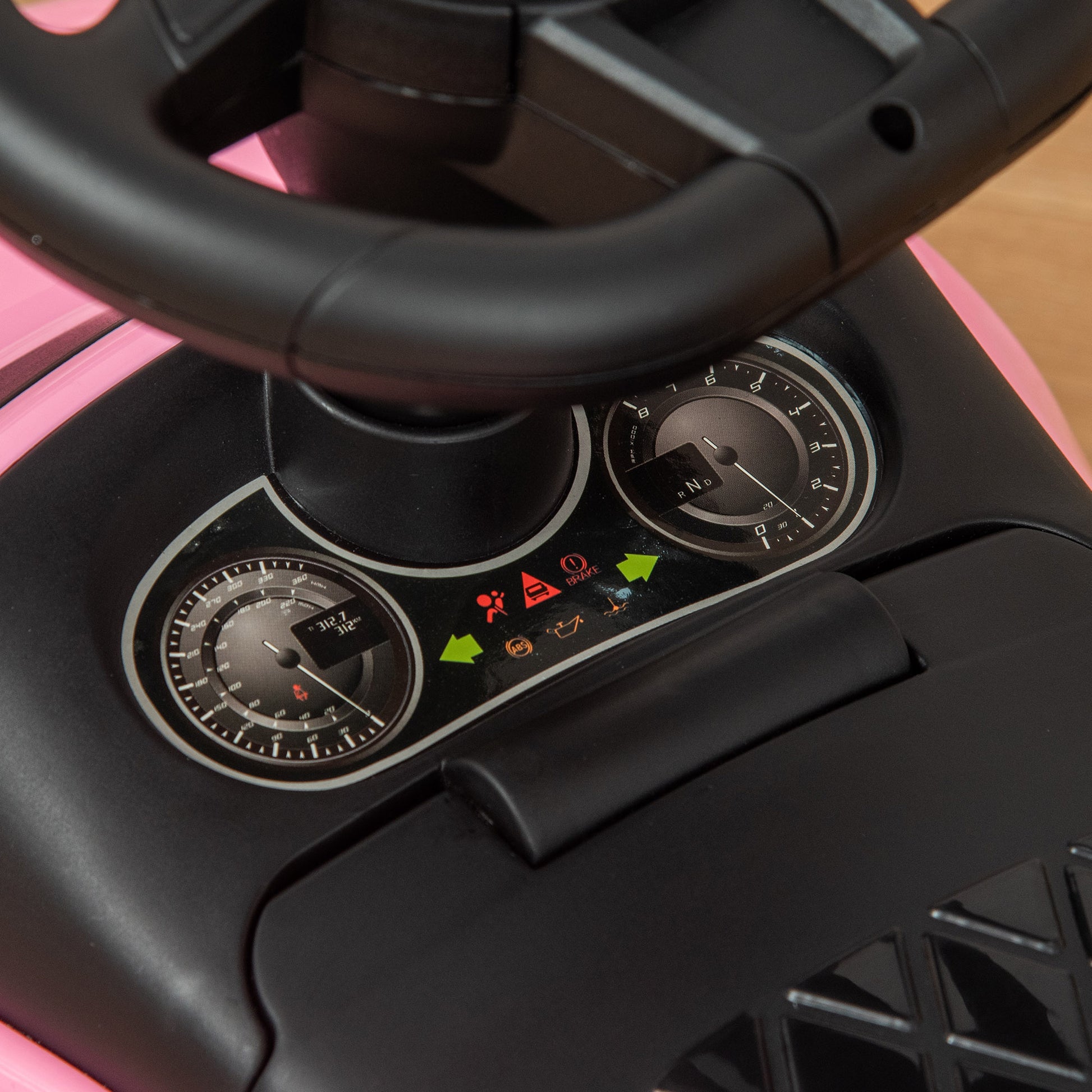 Aosom Kids Ride On Push Car, Foot To Floor Walking Sliding Toy Car For Toddler With Working Horn, Music, Headlights And Storage, Pink Pink Metal