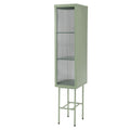 Retro Style Freestanding Metal Tall Display Cupboard With Glass Door And Three Detachable Shelves For Office, Living Room, Kitchen Console Sideboard,Bedside Entryway Mint Green Old Sku:W68751718 Mint Green Steel