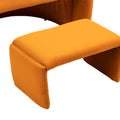 Coolmore Accent Chair With Ottoman, Mid Century Modern Barrel Chair Upholstered Club Tub Round Arms Chair For Living Room Bedroom Office Orange Velvet Orange Foam Velvet