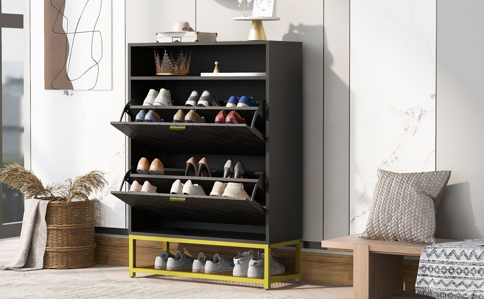 Shoe Cabinet With 2 Flip Drawers, And 2 Shelves -