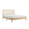 Mid Century Modern Design Queen Platform Bed 1Pc Natural Finish Wooden Bedroom Furniture Vertical Slats Headboard, Bed In A Box Box Spring Not Required Queen Natural Wood Bedroom Mid Century Modern