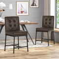 Counter Stool Set Of 2 Dark Brown Wood