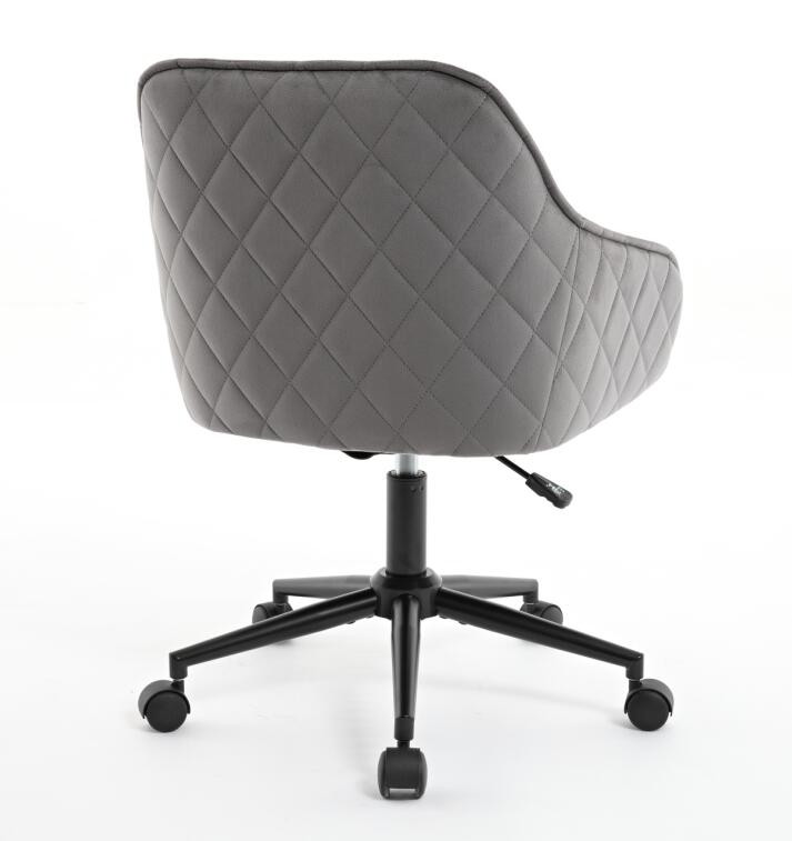 Velvet Office Desk Chair, Modern Home Desk Chair With Wheelsvanity Chairs For Living Room, Bedroom,Study Room Grey Black Foam Polyester Blend