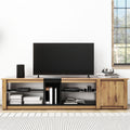 Moderntv Stand For Tvs Up To 80''Media Console With Multi Functional Storage, Entertainment Center With Led Light, Tv Cabinet For Living Room,Bedroom Black Natural 70 79 Inches 70 79 Inches 70 Inches Particle Board