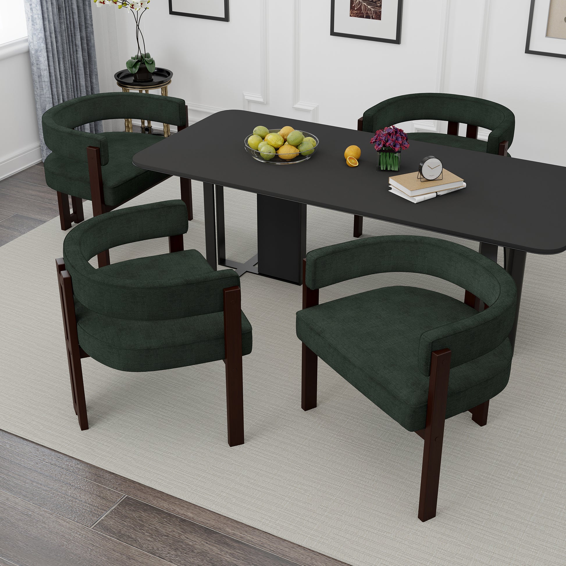 Coolmore Modern Accent Chair Teddy Upholstered Armchair With Open Back 3 Legs Barrel Dining Chair Comfy Side Chair For Living Room Bedroom Dining Room Set Of 2 Emerald Emerald Primary Living Space